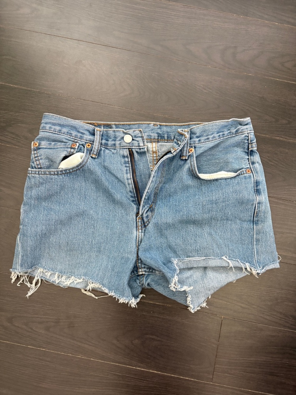 Levi's Light Blue Raw Hem Denim 516